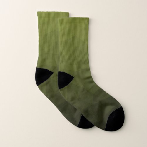 Army green gradient geometric mesh pattern socks