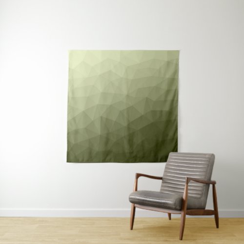 Army green gradient geometric mesh pattern tapestry