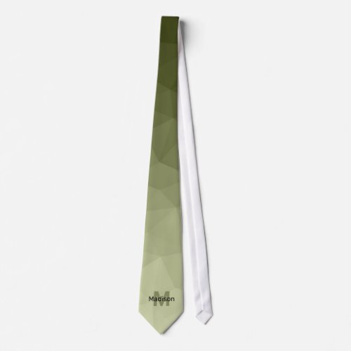 Army Green gradient geometry mesh pattern Monogram Neck Tie