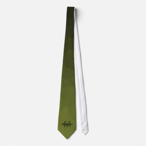 Army Green gradient geometry mesh pattern Monogram Neck Tie