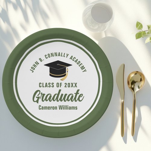Army Green Graduate 2024 Military Graduation Party Paper Plates