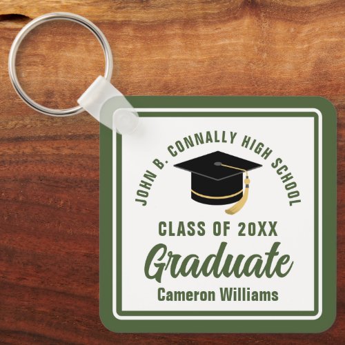Army Green Graduate 2024 Personalized Graduation Keychain