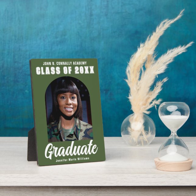 Army Green Graduate Arch 2024 Graduation Photo Plaque (Side)