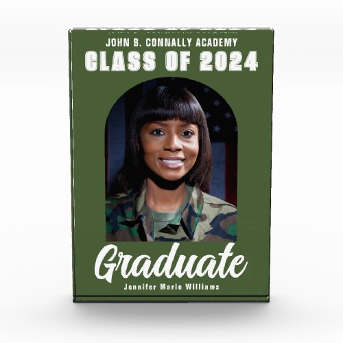 Army Green Graduate Arch 2024 Military Graduation Photo Block