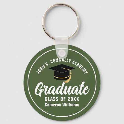 Army Green Graduate Custom 2024 Graduation Keychain