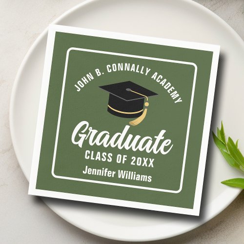 Army Green Graduate Custom 2024 Graduation Party Napkins