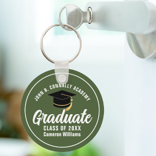 Army Green Graduate Custom Graduation Gift Keychain