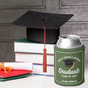 Army Green Graduate Custom Graduation Party Can Cooler