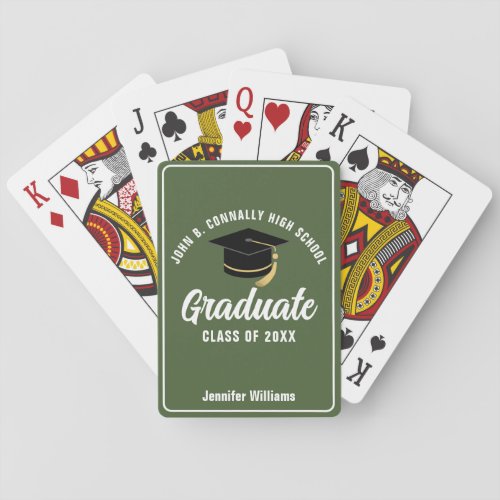 Army Green Graduate Custom Military Graduation Poker Cards