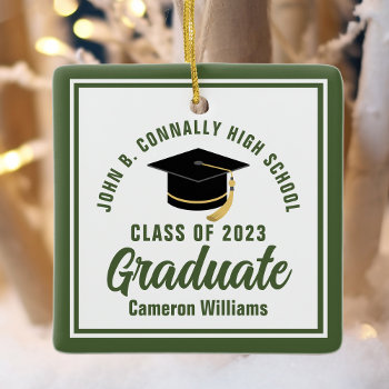 Army Green Graduate Military Graduation Christmas Ceramic Ornament by epicdesigns at Zazzle