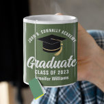 Army Green Graduate Personalized 2024 Graduation Coffee Mug<br><div class="desc">This army green custom graduation mug gift features classy typography of your military academy,  high school,  or college name for the class of 2024. Customize with your graduating year under the chic white handwritten script and black grad cap for a great personalized graduate keepsake.</div>