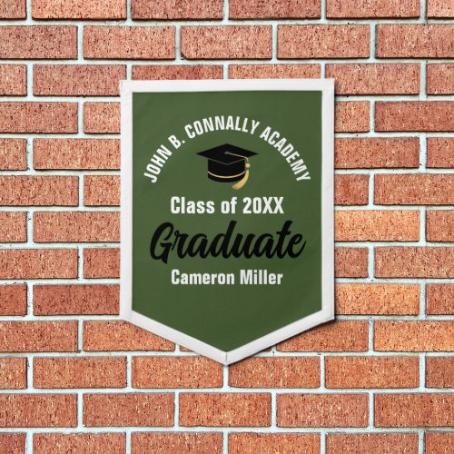 Army Green Graduate Personalized 2024 Graduation Pennant