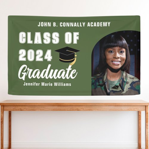 Army Green Graduate Photo 2023 Graduation Party Banner