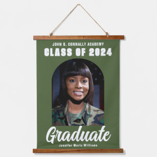 Army Green Graduate Photo Arch 2024 Graduation Hanging Tapestry