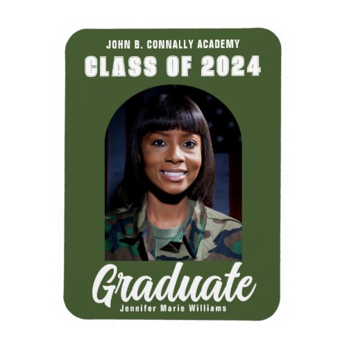 Army Green Graduate Photo Modern Arch Graduation Magnet