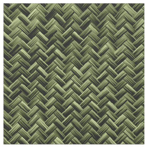 Army Green Graphic Basket Weave Geometric Pattern Fabric