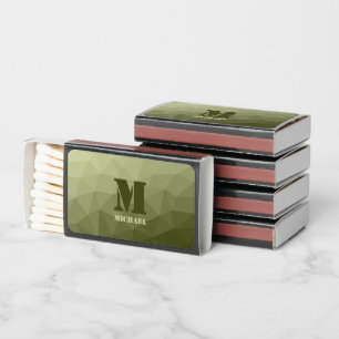 Army green light geometric mesh pattern Monogram Matchboxes
