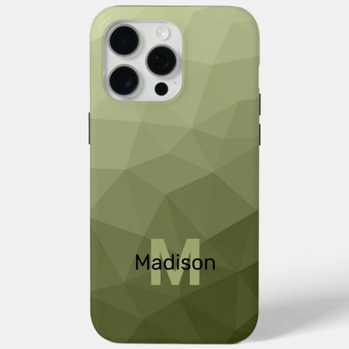 Army green light gradient geometric mesh Monogram iPhone 15 Pro Max Case