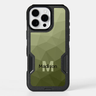 Army green light gradient geometric mesh Monogram iPhone 16 Pro Max Case