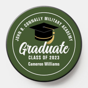 Army Green Military School Graduate Personalized PopSocket