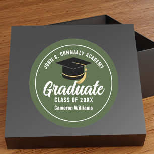 Army Green Military School Graduation Party Classic Round Sticker