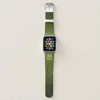 Army green olive geometric mesh pattern Monogram Apple Watch Band
