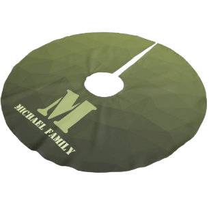 Army green olive geometric mesh pattern Monogram Brushed Polyester Tree Skirt