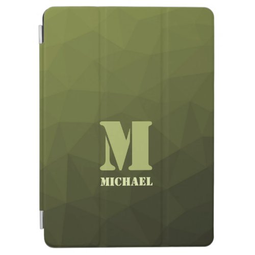 Army green olive geometric mesh pattern Monogram iPad Air Cover