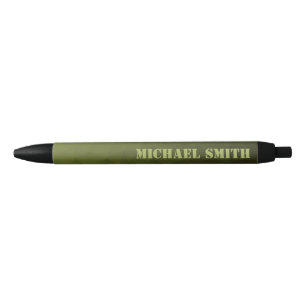 Army green olive geometric mesh Your Custom name Pen