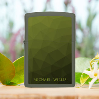 Army green olive geometric mesh Your Custom name Zippo Lighter