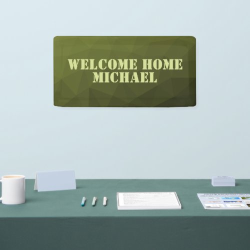 Army green olive geometric Welcome home Your name Banner