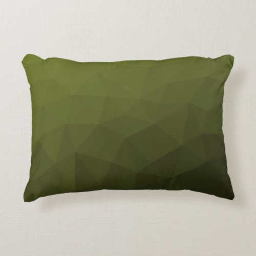 Army green olive gradient geometric mesh pattern accent pillow