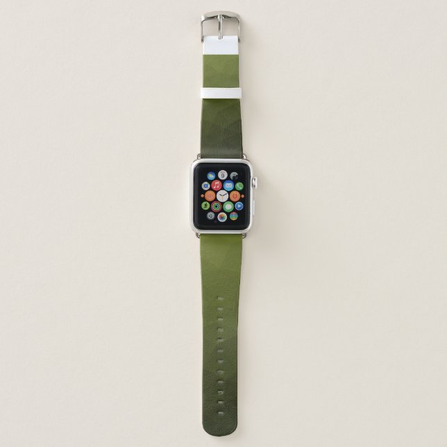Army green olive gradient geometric mesh pattern apple watch band (Front)