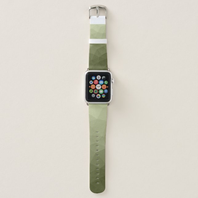 Army green olive gradient geometric mesh pattern apple watch band (Front)