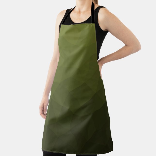 Army green olive gradient geometric mesh pattern apron (Insitu)