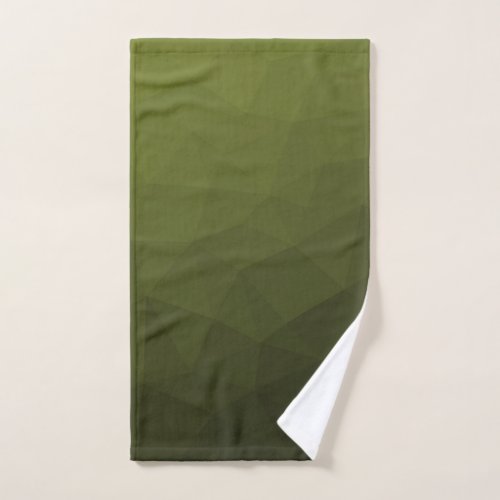 Army green olive gradient geometric mesh pattern bath towel set