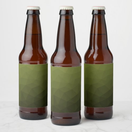 Army green olive gradient geometric mesh pattern beer bottle label