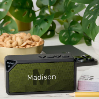 Army green olive gradient geometric mesh pattern bluetooth speaker
