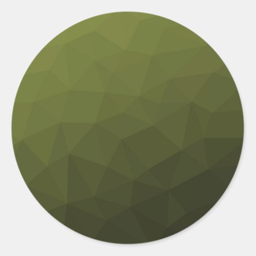 Army green olive gradient geometric mesh pattern classic round sticker