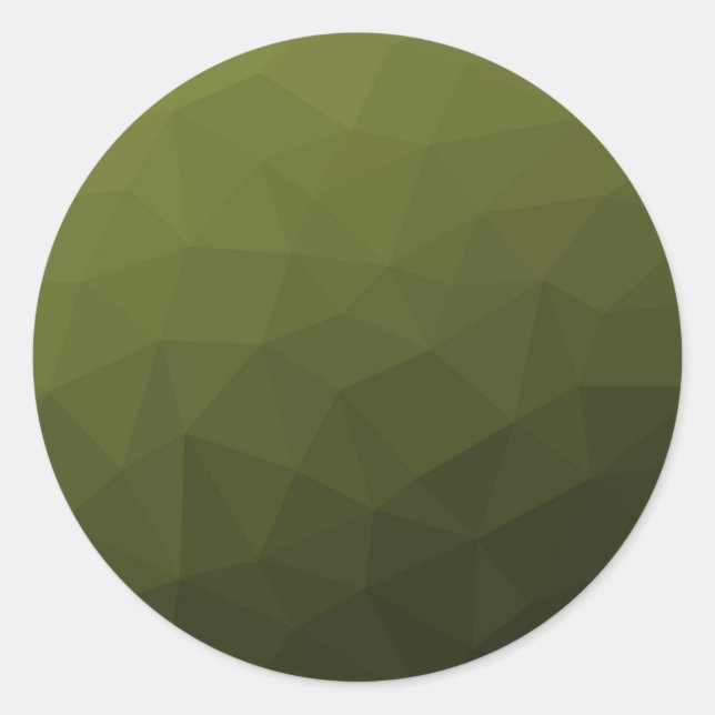 Army green olive gradient geometric mesh pattern classic round sticker (Front)