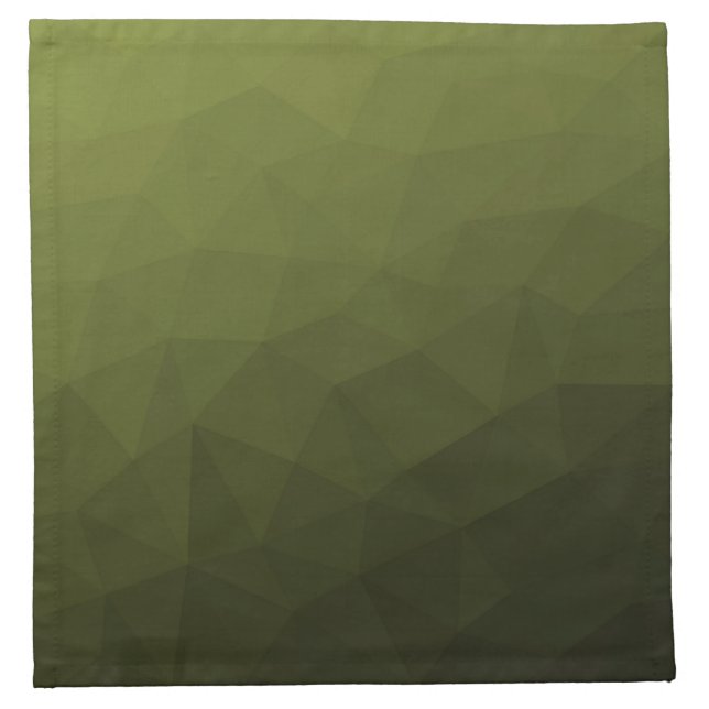 Army green olive gradient geometric mesh pattern cloth napkin (Front)