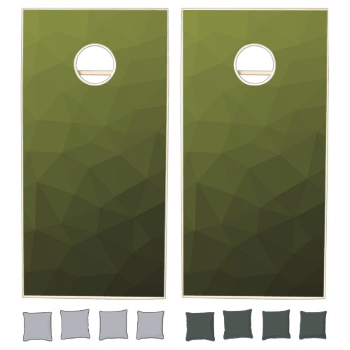 Army green olive gradient geometric mesh pattern cornhole set