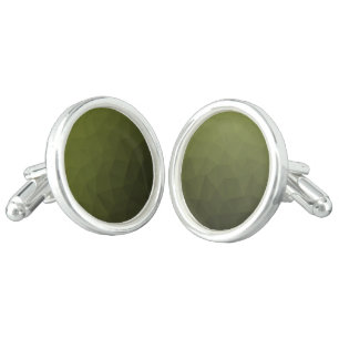 Army green olive gradient geometric mesh pattern cufflinks
