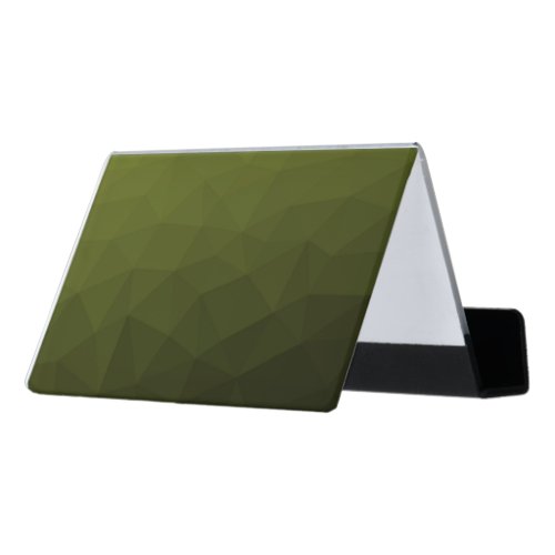Army green olive gradient geometric mesh pattern desk business card holder