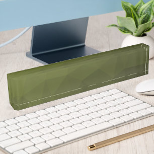 Army green olive gradient geometric mesh pattern desk name plate