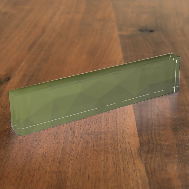 Army green olive gradient geometric mesh pattern desk name plate (Side)