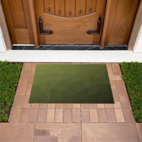 Army green olive gradient geometric mesh pattern doormat