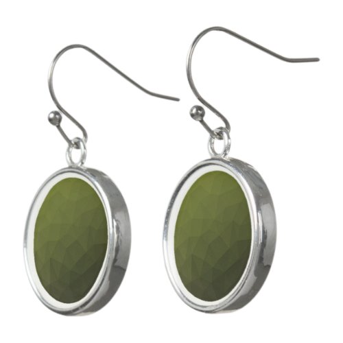 Army green olive gradient geometric mesh pattern earrings