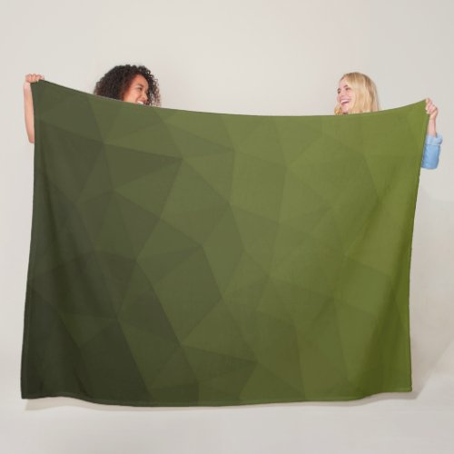 Army green olive gradient geometric mesh pattern fleece blanket
