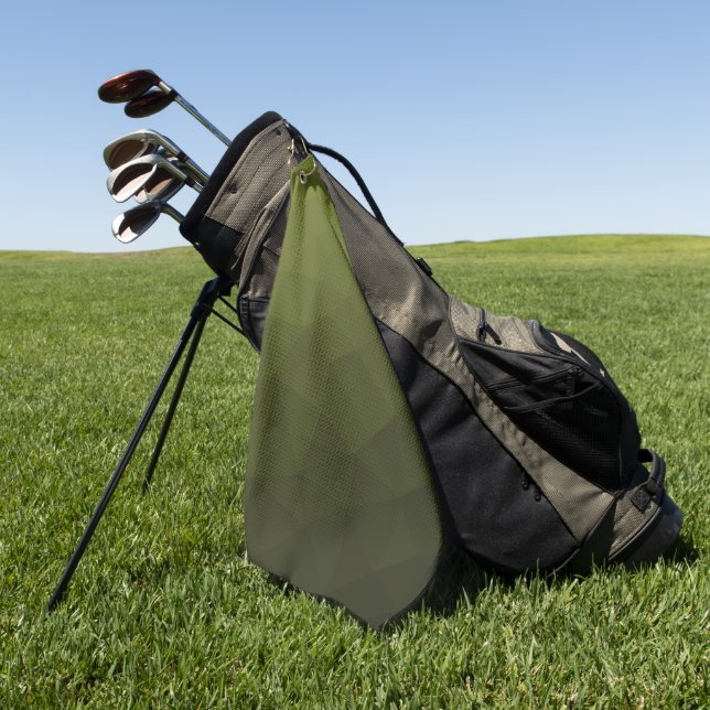 Army green olive gradient geometric mesh pattern golf towel (Green)